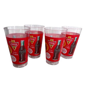 Coca-Cola Plastic Tumblers Cups Retro “Have a Coke” Artwork NEW! Set Of 4 (four)